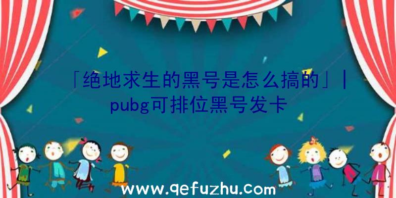 「绝地求生的黑号是怎么搞的」|pubg可排位黑号发卡